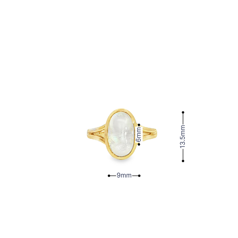 14k Yellow Gold Oval Moonstone Ring