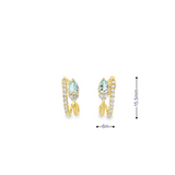 14k Yellow Gold Pear Aquamarine and Diamond J Hoop Earrings