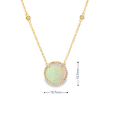 14k Yellow Gold Round Opal Halo Necklace