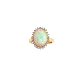 14k Yellow Gold Oval Opal Halo Ring