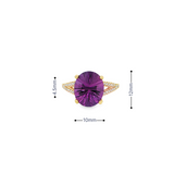10KY Oval Starburst Amethyst Ring with Split Shank & Diamond Accents