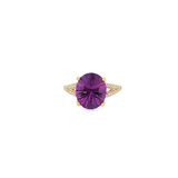 10KY Oval Starburst Amethyst Ring with Split Shank & Diamond Accents