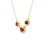 14KY Garnet Necklace with Diamond Halos