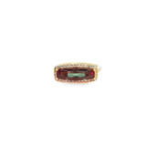 14KY Gold Created Alexandrite Ring with Diamond Halo