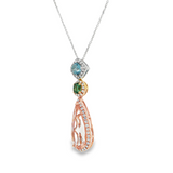 14KY Tri-Color Gemstone Pendant Necklace with Diamonds