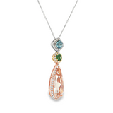 14KY Tri-Color Gemstone Pendant Necklace with Diamonds