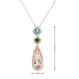 14KY Tri-Color Gemstone Pendant Necklace with Diamonds