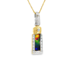 Estate 18K Two-tone Ammolite Pendant with Diamond Accents