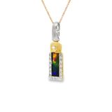 Estate 18K Two-tone Ammolite Pendant with Diamond Accents