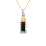 Estate 18K Two-tone Ammolite Pendant with Diamond Accents
