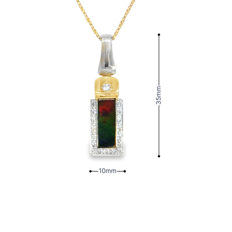 Estate 18K Two-tone Ammolite Pendant with Diamond Accents