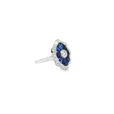 Estate 14k White Gold Diamond and Blue Sapphire Ring