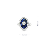 Estate 14k White Gold Diamond and Blue Sapphire Ring