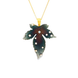 18k Yellow Gold Diamond Leaf Pendant Necklace