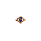 Estate 10k Yellow Gold Ring with Synthetic Blue Sapphires and Seed Pearl Accents