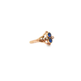 Estate 10k Yellow Gold Ring with Synthetic Blue Sapphires and Seed Pearl Accents