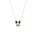 14k Yellow Gold Diamond and Lapis Butterfly Necklace