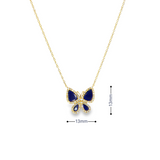 14k Yellow Gold Diamond and Lapis Butterfly Necklace