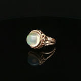 Estate 14k Yellow Gold Round Cabochon Opal Ring