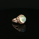 Estate 14k Yellow Gold Round Cabochon Opal Ring