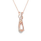 14k Rose Gold Pear Morganite and Diamond Swirl Pendant Necklace