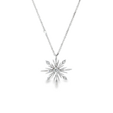 14k White Gold Diamond Snowflake Pendant Necklace