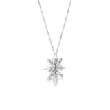 14k White Gold Diamond Snowflake Pendant Necklace