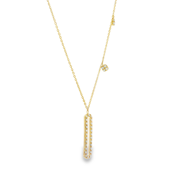 14k Yellow Gold Diamond Link and Dangle Asymmetrical Necklace