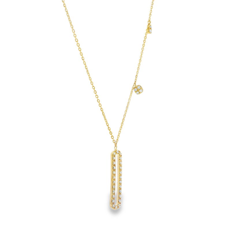 14k Yellow Gold Diamond Link and Dangle Asymmetrical Necklace