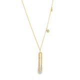 14k Yellow Gold Diamond Link and Dangle Asymmetrical Necklace