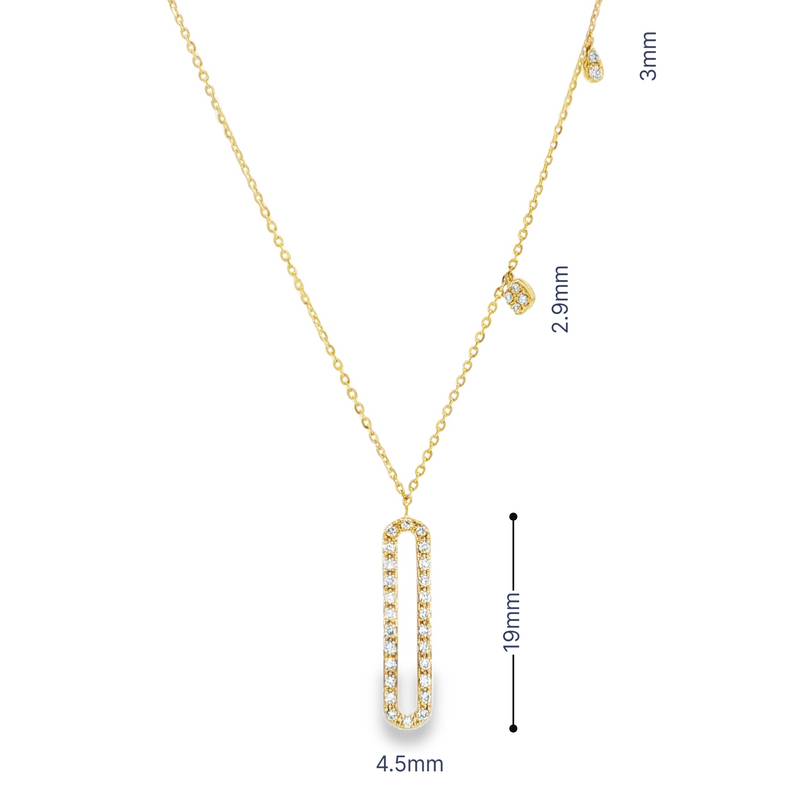 14k Yellow Gold Diamond Link and Dangle Asymmetrical Necklace