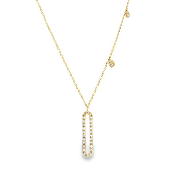14k Yellow Gold Diamond Link and Dangle Asymmetrical Necklace