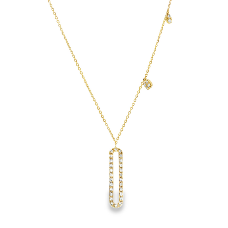 14k Yellow Gold Diamond Link and Dangle Asymmetrical Necklace