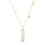 14k Yellow Gold Diamond Link and Dangle Asymmetrical Necklace