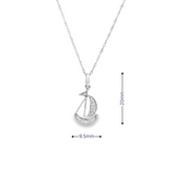 14k White Gold Diamond Sailboat Pendant Necklace