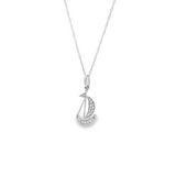 14k White Gold Diamond Sailboat Pendant Necklace
