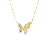 14k Yellow Gold Diamond Butterfly Necklace
