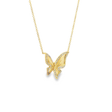 14k Yellow Gold Diamond Butterfly Necklace