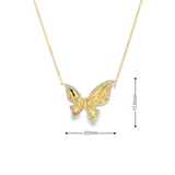 14k Yellow Gold Diamond Butterfly Necklace