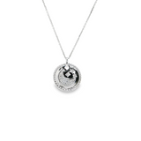 14k White Gold Moon & Stars Diamond Necklace