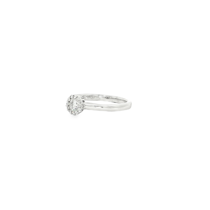 14k White Gold Round Halo Diamond Ring