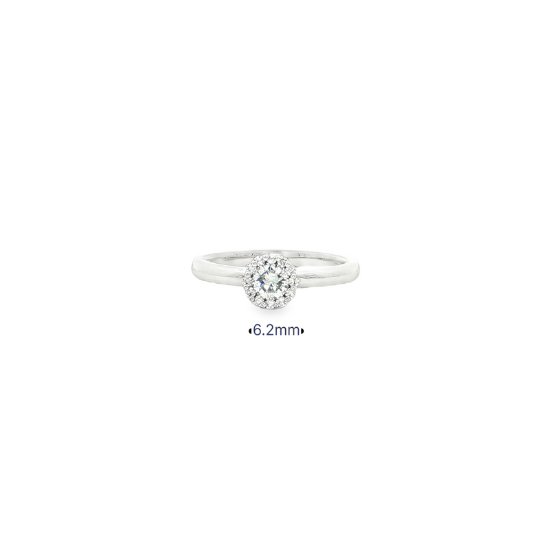 14k White Gold Round Halo Diamond Ring