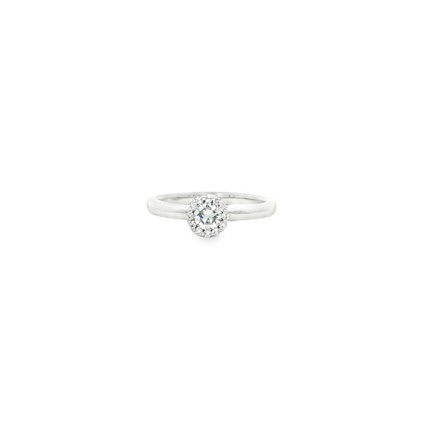 14k White Gold Round Halo Diamond Ring