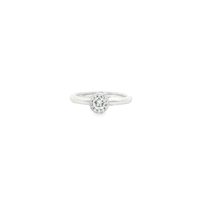 14k White Gold Round Halo Diamond Ring