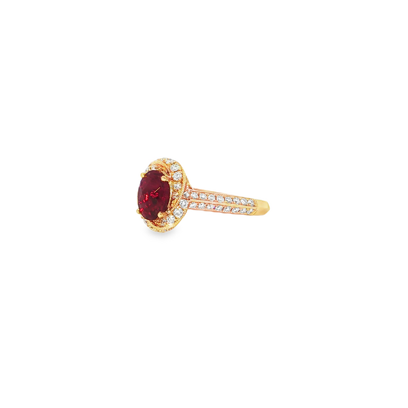 18k Rose Gold Rubelite and Diamond Twisted Halo Ring