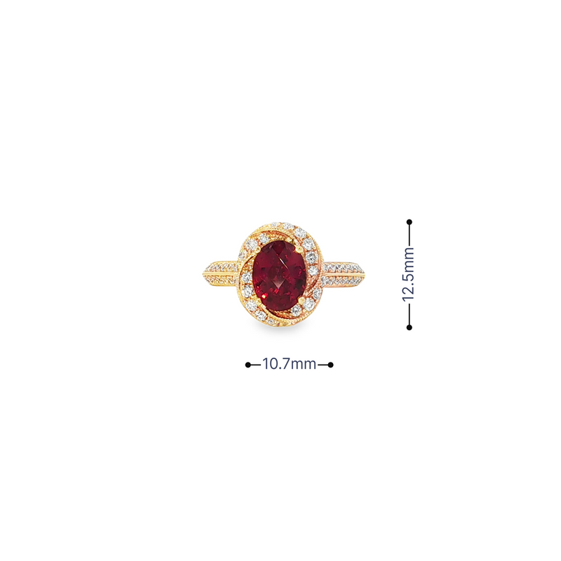 18k Rose Gold Rubelite and Diamond Twisted Halo Ring