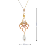 Estate 10k Yellow Gold Lavalier Necklace with Diamond and Pearl