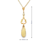 Estate 14k Yellow Gold Antique Lavalier Necklace with Baroque Pearl and Citrine Briolette
