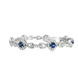 18k White Gold Blue Sapphire and Diamond Link Bracelet