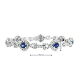 18k White Gold Blue Sapphire and Diamond Link Bracelet